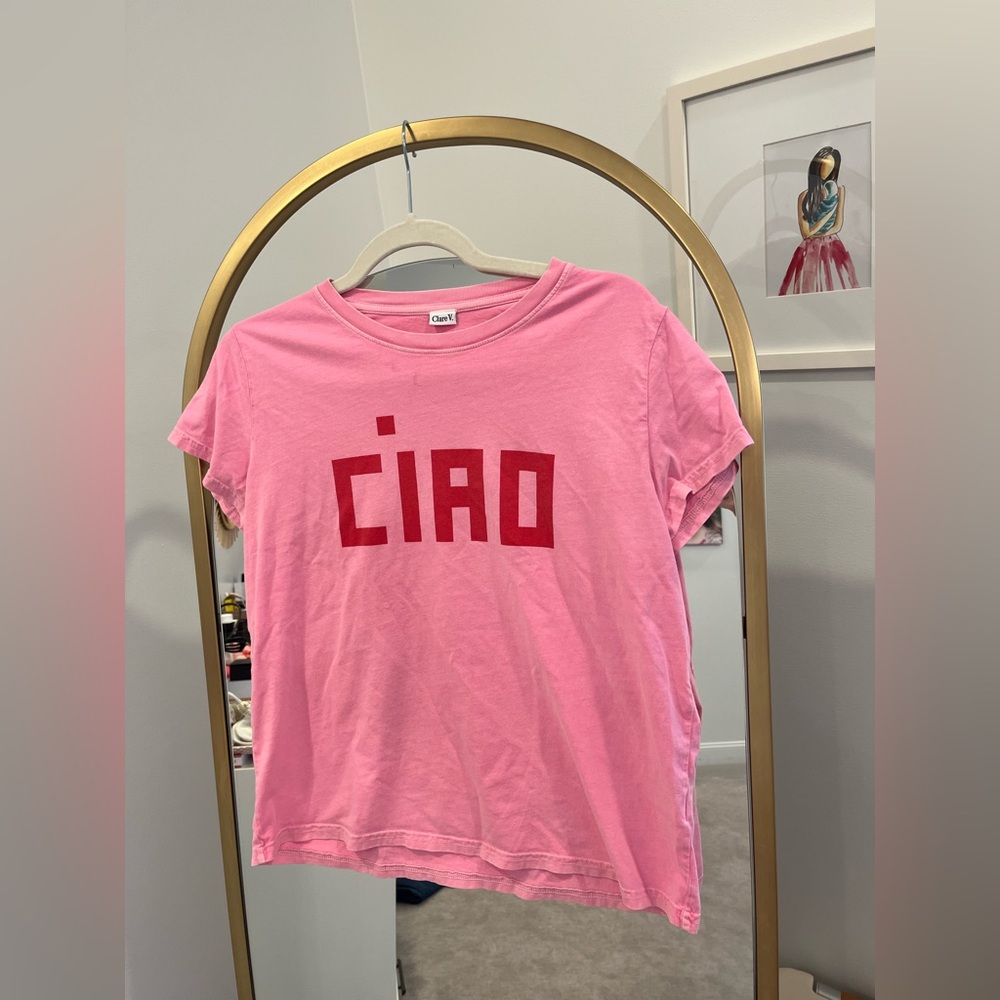 Clare V Pink Ciao Graphic T-Shirt